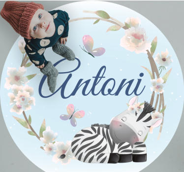 Tapete vinílico para bebés zebra bebê com nome - TenStickers