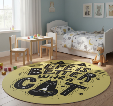 Tapete vinílico de animais a vida é melhor com gato - TenStickers