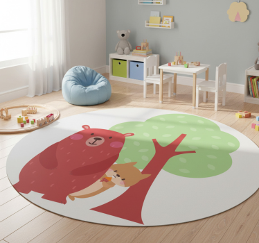 Tapete vinílico de animais amizade de esquilo e urso - TenStickers