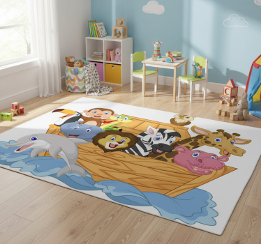 Tapete vinílico de animais arca de noé infantil - TenStickers