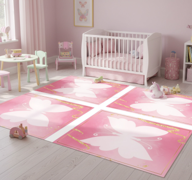 Tapete vinílico de animais com azulejos de borboletas rosas - TenStickers