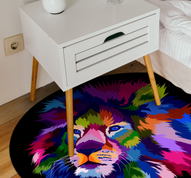 Tapete vinílico de animais cabeça de leão colorida - TenStickers