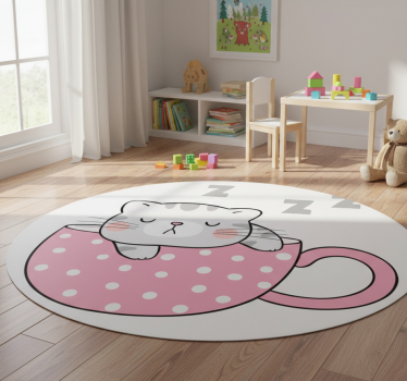 Tapete vinílico de animais caneca de gato dormindo - TenStickers