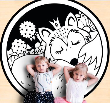 Tapete vinílico animais círculo de raposa adormecida - TenStickers
