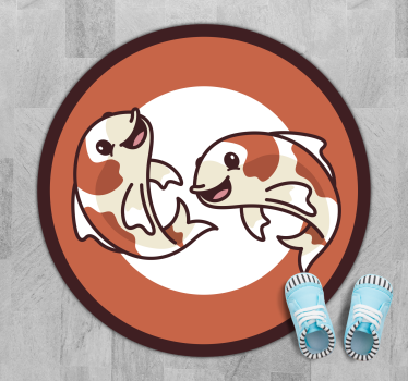 Tapete vinílico de animais círculo divertido de koi - TenStickers