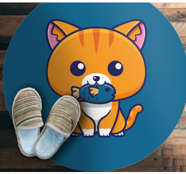 Tapete vinílico de animais círculo felino de desenho animado - TenStickers