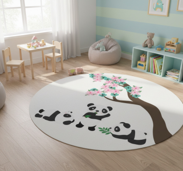 Tapete vinílico de animais clã de pandas divertidos - TenStickers