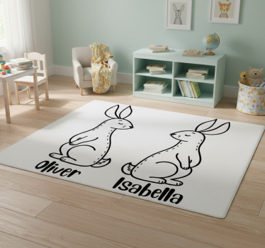 Tapete vinílico de animais coelhinhos personalizados - TenStickers