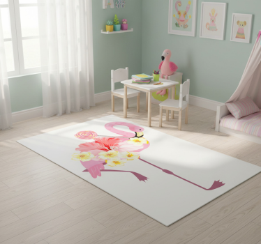 Tapete vinílico de animais com design de flamingo floral - TenStickers