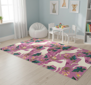 Tapete vinílico de animais com design floral de cavalo rosa - TenStickers