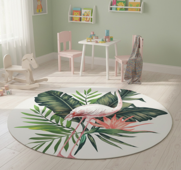 Tapete vinílico de animais com flamingo e folhas aquareladas - TenStickers