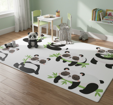 Tapete vinílico de animais com ilustrações de panda fofas - TenStickers