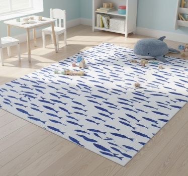 Tapete vinílico de animais com padrão de peixes azuis - TenStickers