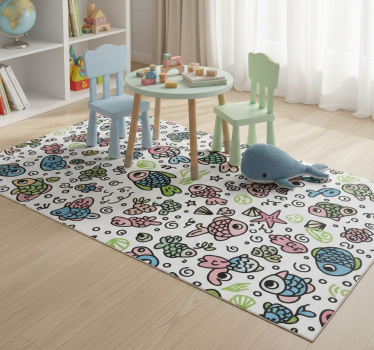 Tapete vinílico de animais com padrão de peixes coloridos - TenStickers