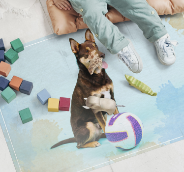 Tapete vinílico de animais companheiro canino brincalhão - TenStickers