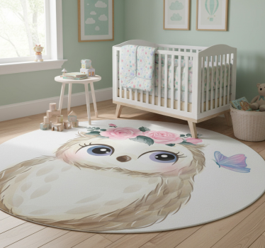 Tapete vinílico de animais coruja bebê e flores - TenStickers
