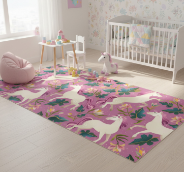 Tapete vinílico de animais design floral de cavalo rosa - TenStickers