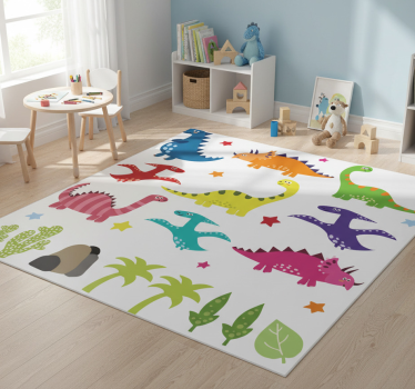Tapete vinílico de animais dinossauros coloridos nórdicos - TenStickers