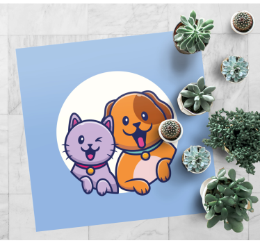 Tapete vinílico de animais dupla de bichinhos fofos - TenStickers