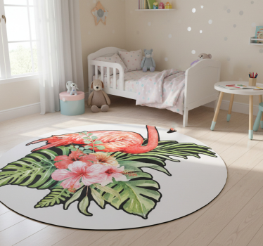Tapete vinílico de animais flamingo com flores - TenStickers