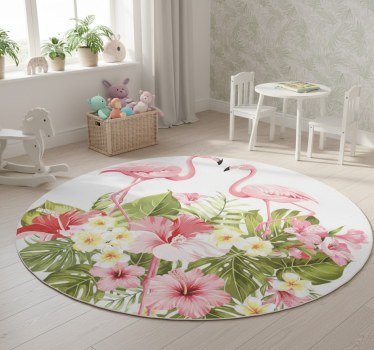 Tapete vinílico de animais flor tropical flamingo - TenStickers