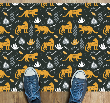 Tapete vinílico de animais folhas com padrão de leopardo - TenStickers