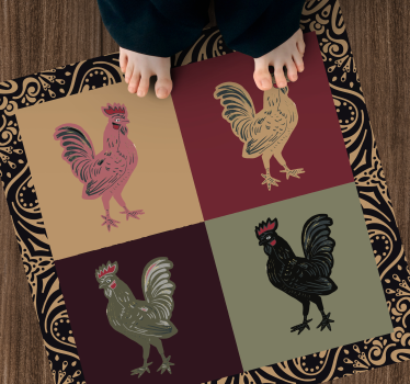 Tapete vinílico de animais galo em azulejos clássicos - TenStickers