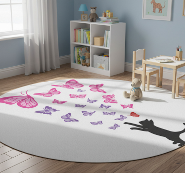 Tapete vinílico de animais gatinhos brincando com borboletas - TenStickers