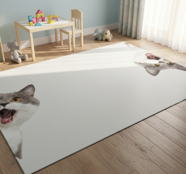 Tapete vinílico de animais gato espiando fundo branco - TenStickers