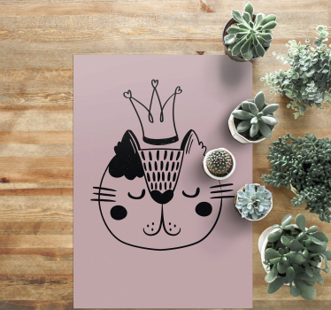 Tapete vinílico de animais ilustração de gato coroado - TenStickers