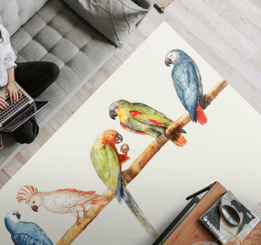 Tapete vinílico de animais ilustração de poleiro de papagaio - TenStickers