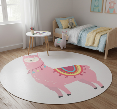 Tapete vinílico de animais lhama rosa - TenStickers