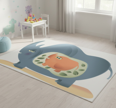 Tapete vinílico de animais mãe rinoceronte grávida - TenStickers