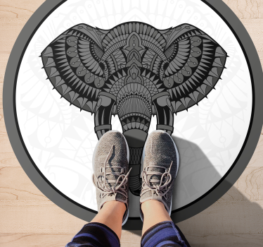 Tapete vinílico de animais mandala cinza elefante - TenStickers