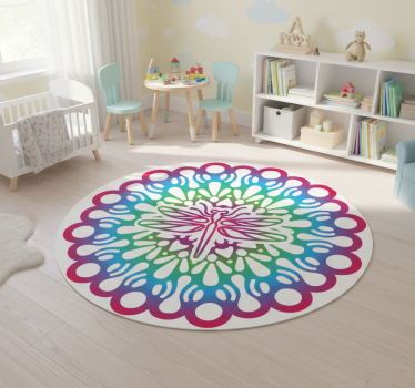 Tapete vinílico de animais mandala de libélula colorida - TenStickers