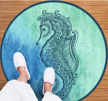 Tapete vinílico animais padrão circular de cavalo marinho - TenStickers
