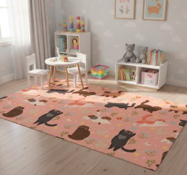 Tapete vinílico de animais padrão contínuo de gatos - TenStickers