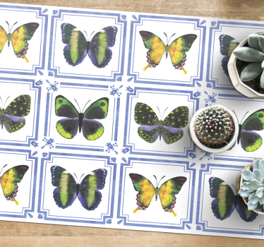 Tapete vinílico de animais padrão de borboleta - TenStickers
