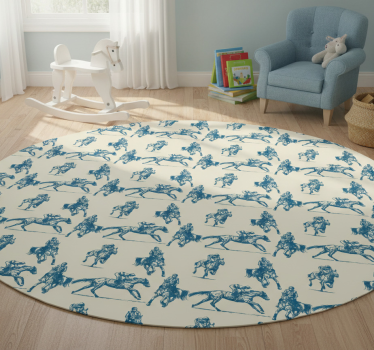 Tapete vinílico de animais padrão de cavalo azul e bege - TenStickers