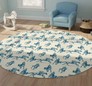 Tapete vinílico de animais padrão de cavalo azul e bege - TenStickers