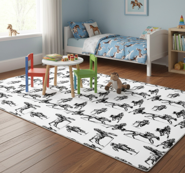 Tapete vinílico de animais padrão de cavalo preto e branco - TenStickers