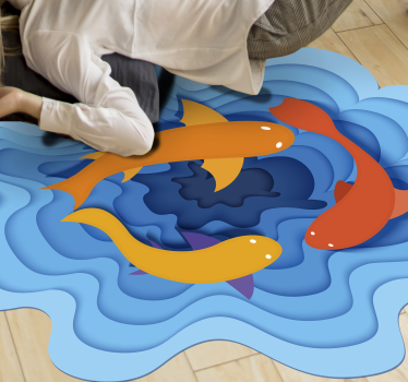 Tapete vinílico de animais padrão de koi aquático - TenStickers