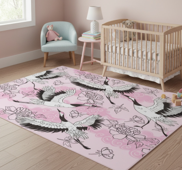 Tapete vinílico de animais padrão moderno rosa de aves - TenStickers