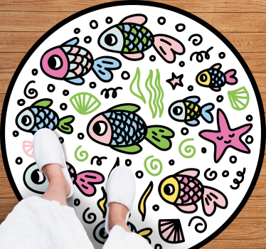 Tapete vinílico de animais padrões de peixes coloridos - TenStickers