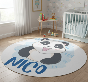 Tapete vinílico de animais panda bebê surpreso com nome - TenStickers