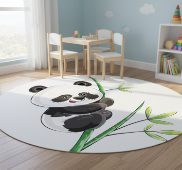 Tapete vinílico de animais panda escalando bambu - TenStickers