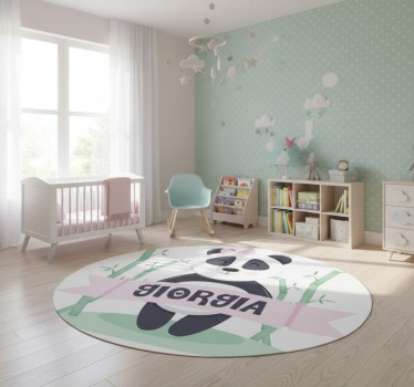 Tapete vinílico de animais panda menina com nome - TenStickers