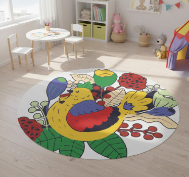 Tapete vinílico de animais pássaros coloridos e florais - TenStickers