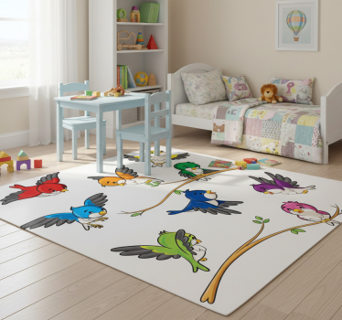 Tapete vinílico de animais pássaros coloridos - TenStickers