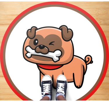Tapete vinílico de animais bulldog com um osso - TenStickers